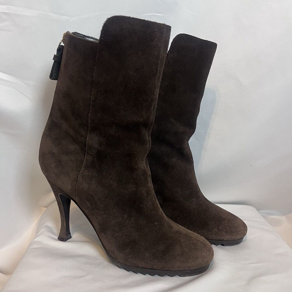 JUICY COUTURE "CICI" Boots High Heel Chocolate Brown Suede Sz. 6.5